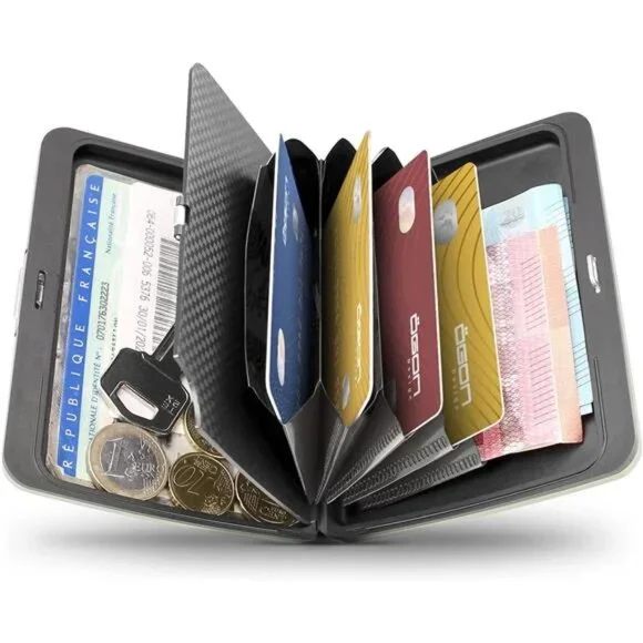 Aluminum wallet Smart case V2 Large with hidden compartment for coin